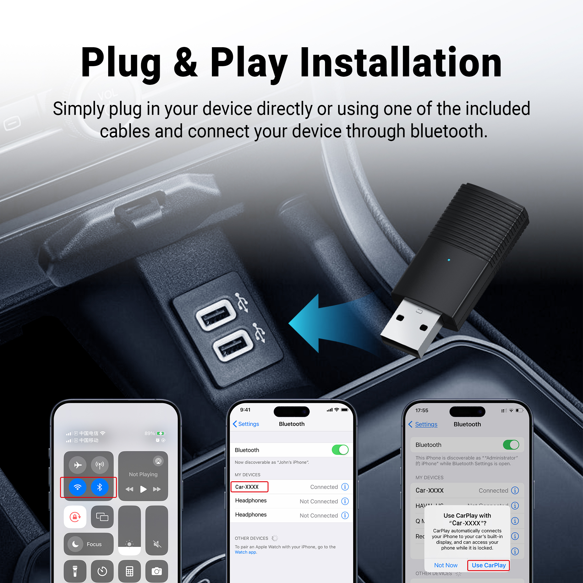 OTTOMOTION Mini Wireless CarPl - Bluetooth Adapter Receiver reseña y precio