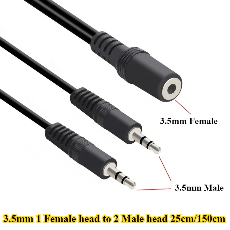 2/5Pcs/lot 3.5mm 1 to 2 Audio  - Earphone Splitter Jack reseña y precio