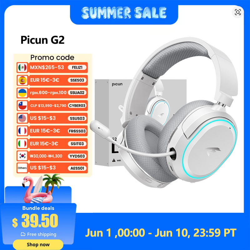 Picun G2 2.4GHz Bluetooth Wire - Gaming Headset Rgb reseña y precio