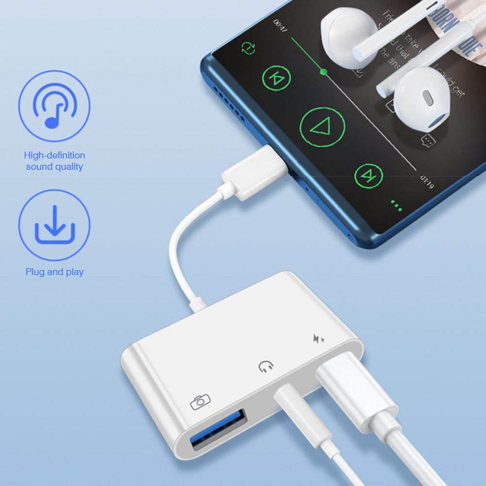 3 in 1 Type C to 3.5mm Jack Ea - Earphone Splitter Jack reseña y precio