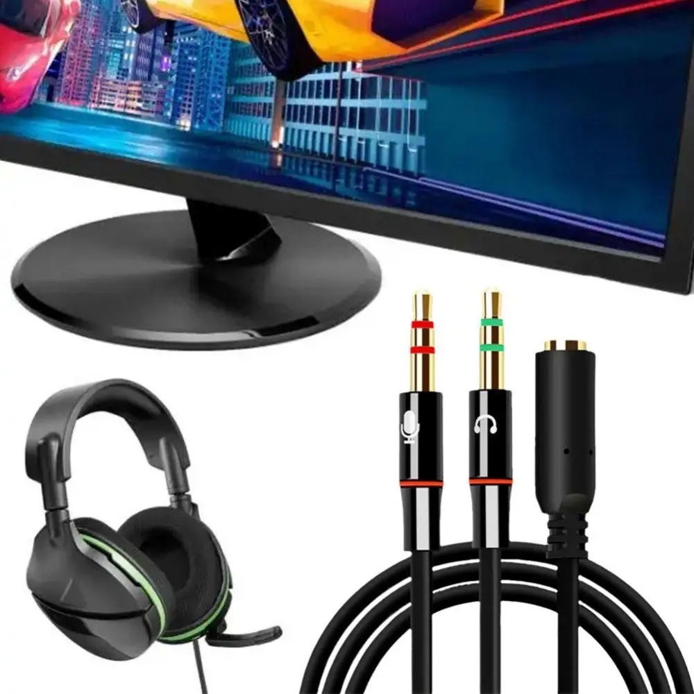 3.5mm Headphone Microphone Aud - Audio Splitter Y reseña y precio