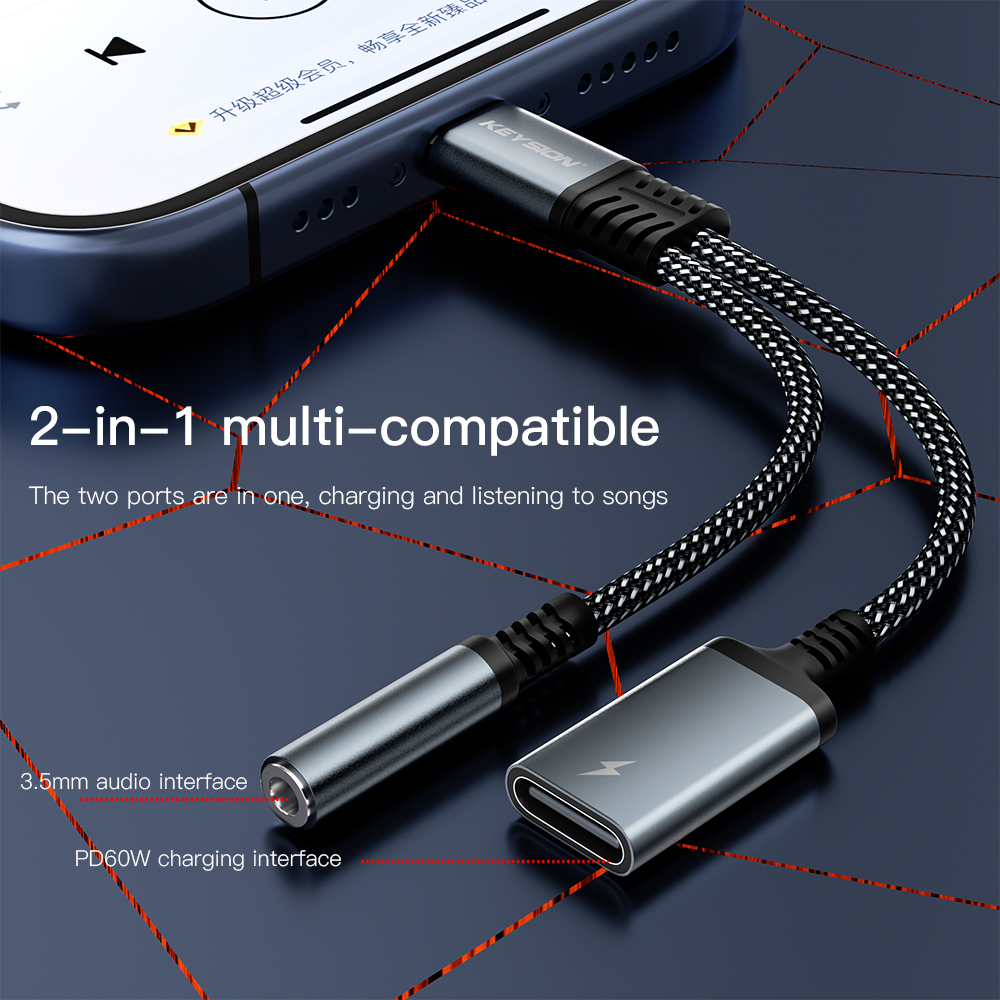 KEYSION 2 in 1 Type C to 3.5mm - Earphone Splitter Jack reseña y precio