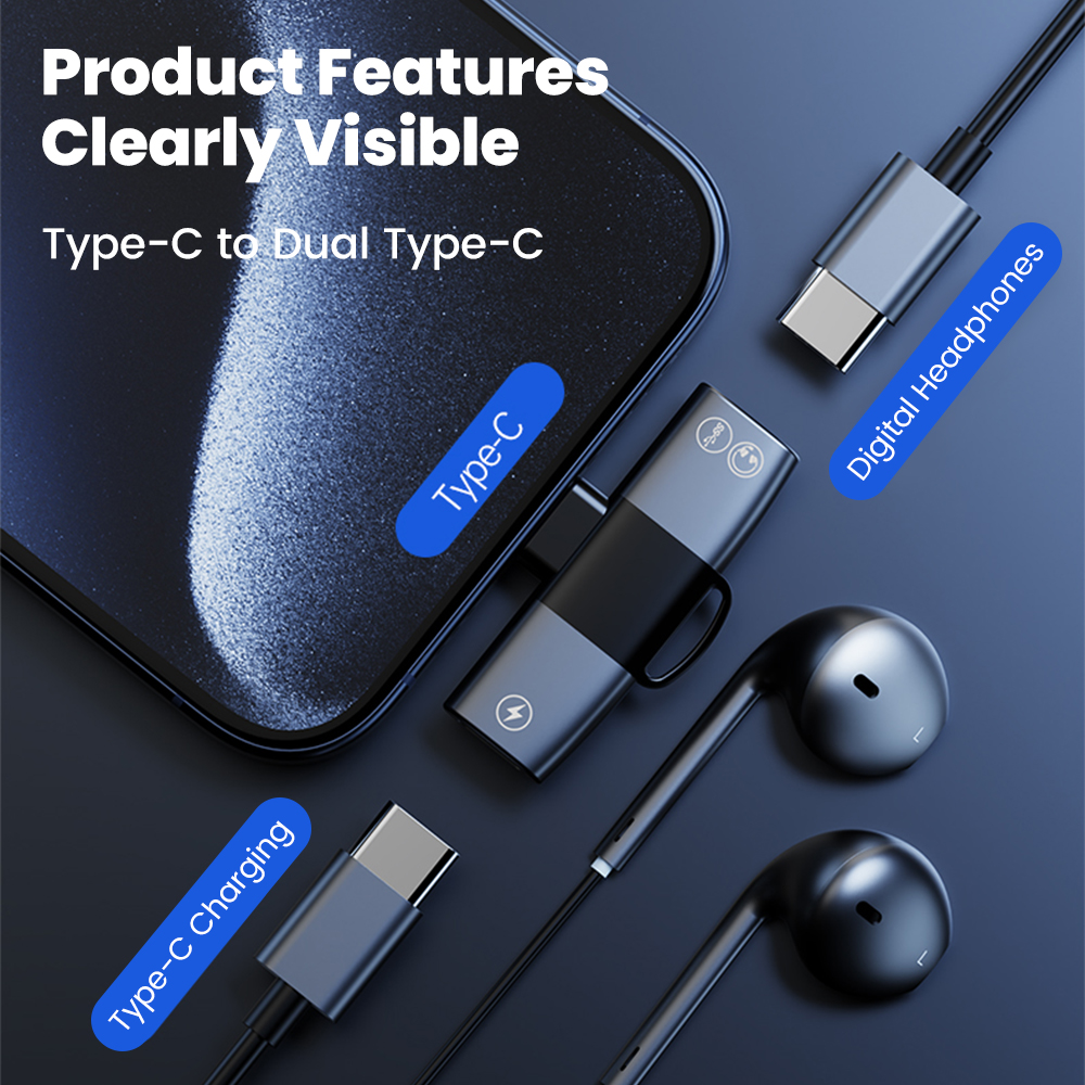 2 in 1 Type C Audio Adapter US - Earphone Splitter Jack reseña y precio